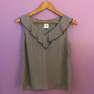 Cabi tank top with ruffle collar. Size small